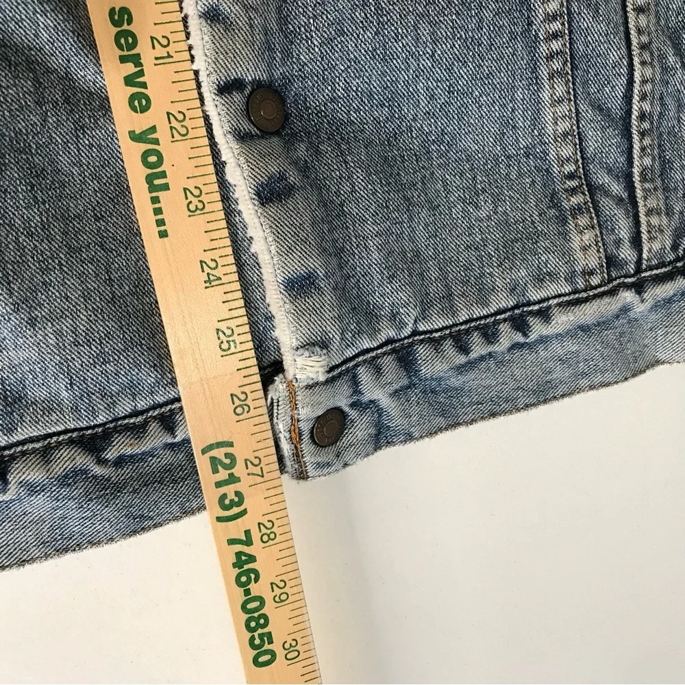 Vintage 80s 90s‎ Levis Jean Denim Trucker Jacket Sherpa Lined XL USA Distressed